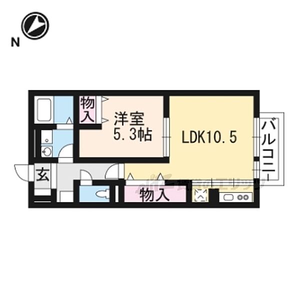 滋賀県栗東市辻(賃貸アパート1LDK・1階・41.68㎡)の写真 その2