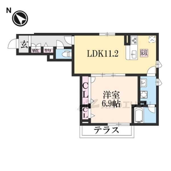 滋賀県大津市一里山４丁目(賃貸アパート1LDK・1階・46.21㎡)の写真 その2