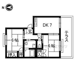 JR東海道・山陽本線 膳所駅 徒歩15分の賃貸アパート 2階2DKの間取り