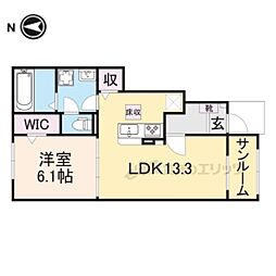 JR湖西線 安曇川駅 徒歩7分の賃貸アパート 1階1LDKの間取り