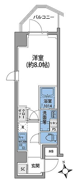 ルネサンスコート田端 204｜東京都北区田端2丁目(賃貸マンション1K・2階・25.52㎡)の写真 その2