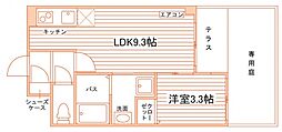 レスポワール伊都 1LDKの間取図画像