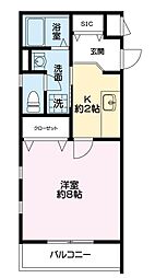 コートはなみずき 1Kの間取図画像