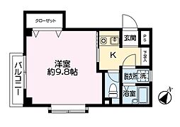 トスカーナ南浦和 1Kの間取図画像