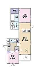 Fort Aristo 2LDKの間取図画像
