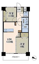 ビバリーハウス本山 2LDKの間取図画像