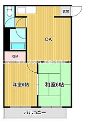 京阪本線 古川橋駅 徒歩32分の賃貸マンション 5階2DKの間取り