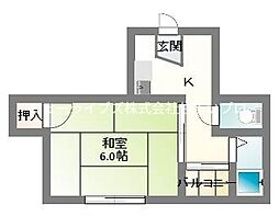エバグリーン大池 1Kの間取図画像