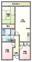 クレセントOS2 3LDKの間取図画像
