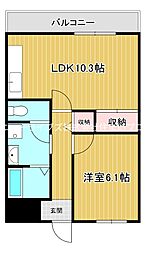 豊栄マンション 1LDKの間取図画像