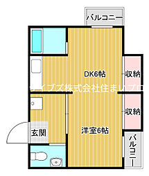 OMRESIDENCE萱島 1DKの間取図画像