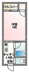 ピュアスモトB棟 1Kの間取図画像