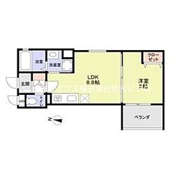 門真市上野口町アパート 1LDKの間取図画像