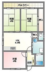 グラシエール門真 3LDKの間取図画像