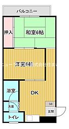 メゾン赤松 2DKの間取図画像
