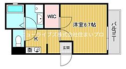 アレグリア寝屋川池田南 1Kの間取図画像