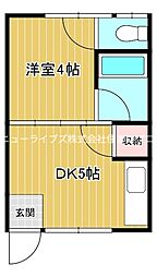 東北第4マンション 1DKの間取図画像