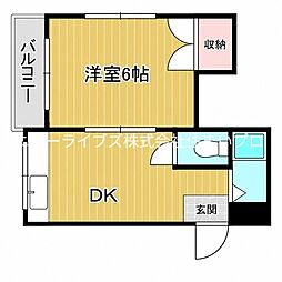 ハッピネスプラザ藤田 1Kの間取図画像