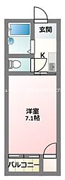 マンションデウミ2 1Kの間取図画像