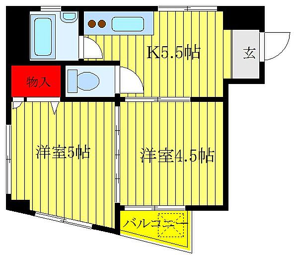 東京都板橋区本町(賃貸マンション2K・4階・30.52㎡)の写真 その2