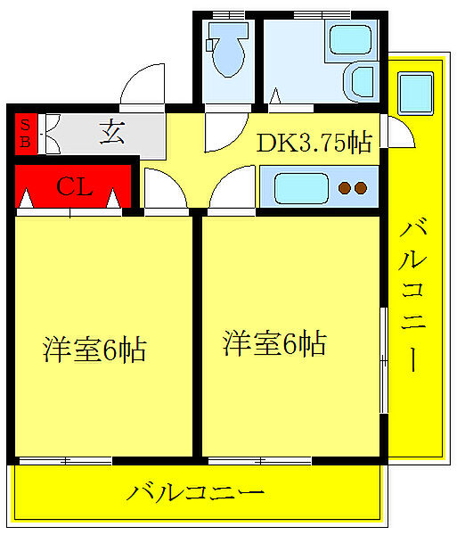 東京都北区王子本町1丁目(賃貸マンション2K・5階・35.95㎡)の写真 その2