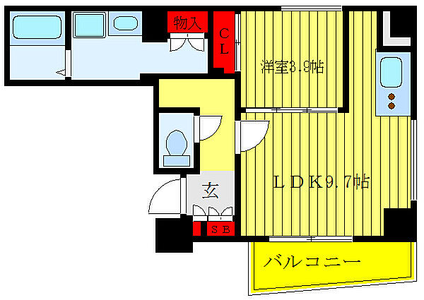 東京都北区赤羽2丁目(賃貸マンション1LDK・4階・38.97㎡)の写真 その2
