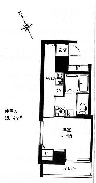 東京都豊島区雑司が谷2丁目(賃貸マンション1K・2階・25.14㎡)の写真 その2