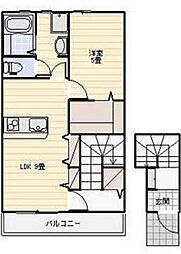 浜松市中央区坪井町アパート 1LDKの間取図画像