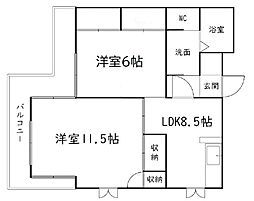 blueroseB 2DKの間取図画像