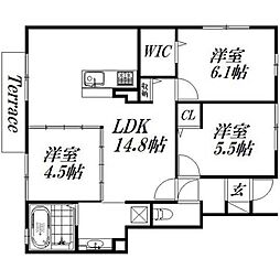 春夏冬 3LDKの間取図画像