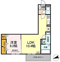 D-Hills佐藤III 1LDKの間取図画像