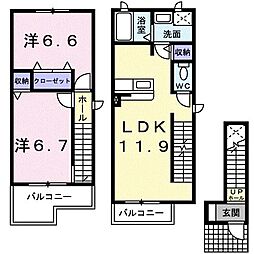 ウエストパレス2 2LDKの間取図画像