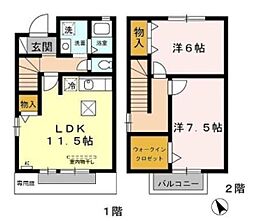 レジダンス富塚 2LDKの間取図画像