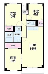 パークビュー四ツ池 3LDKの間取図画像