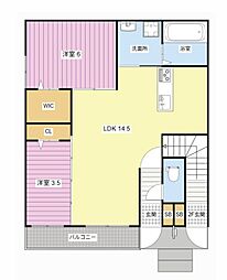 エルガーデン早出 2LDKの間取図画像