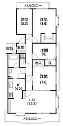 ドルチェ広沢 4LDKの間取図画像