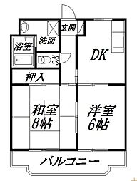 マンションカズ 2DKの間取図画像