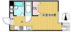 元浜グリーンホームズ ワンルームの間取図画像