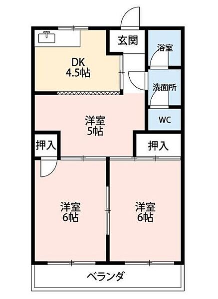 静岡県浜松市中央区名塚町(賃貸アパート3DK・2階・46.28㎡)の写真 その2