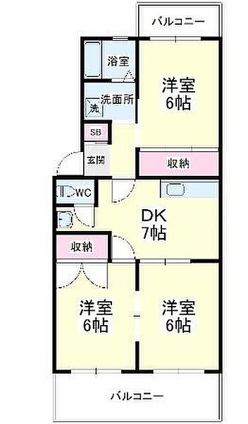 静岡県浜松市浜名区中瀬(賃貸マンション3DK・4階・60.12㎡)の写真 その2