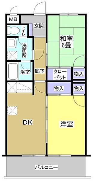 静岡県浜松市浜名区本沢合(賃貸マンション2DK・2階・51.95㎡)の写真 その2
