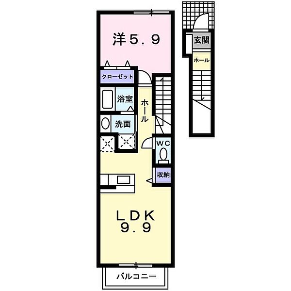 静岡県浜松市中央区北島町(賃貸アパート1LDK・2階・41.98㎡)の写真 その2
