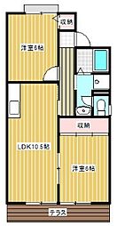 ベルハイム 2LDKの間取図画像