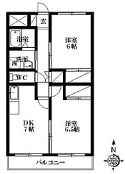 十王マンション 2DKの間取図画像