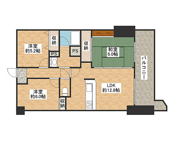 滋賀県守山市守山１丁目(賃貸マンション3LDK・8階・66.32㎡)の写真 その2