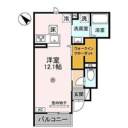 JR東海道・山陽本線 守山駅 徒歩12分の賃貸アパート 1階ワンルームの間取り