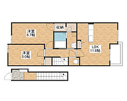 ノースコート 2階2LDKの間取り
