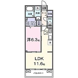 ラクーン守山 1LDKの間取図画像