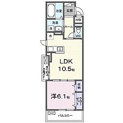 近江八幡市本町4丁目アパート 1LDKの間取図画像