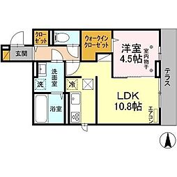 アベニール 103号室 1LDKの間取図画像